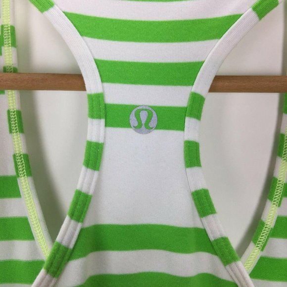 Lululemon Run 6 Green Racerback Tank Top Shirt Yellow Womens Workout Athletic S - Picture 3 of 3